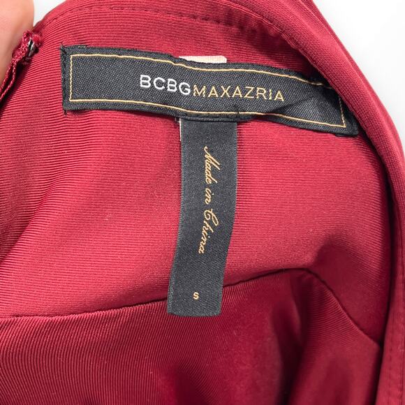 00s BCBGMAXAZRIA Vintage Red Halter Top Sweetheart Neckline Mini Dress - Picture 4 of 6